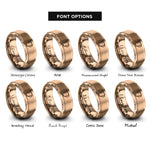font options for inside engraving on rose gold measuring cup rings