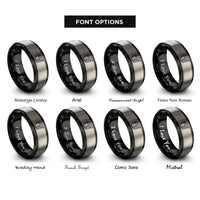 font options for inside engraving on black & silver measuring cups rings
