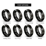 font options for inside engraving on black & gray measuring cups rings