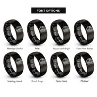 font options for inside engraving on black measuring cups rings