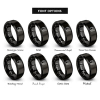 font options for inside engraving on black measuring cups rings