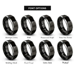 font options for inside engraving on black & grey measuring spoons rings