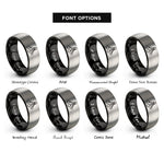 font options for inside engraving on black & silver measuring spoons rings