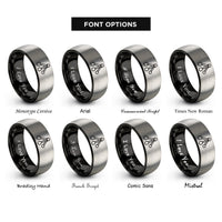 font options for inside engraving on black & silver measuring spoons rings