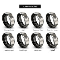 font options for inside engraving on black & silver measuring spoons rings