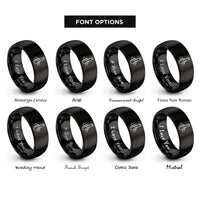 font options for inside engraving on black measuring spoons rings