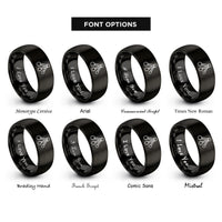 font options for inside engraving on black measuring spoons rings