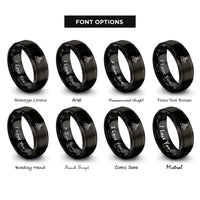 font options for inside engraving on black measuring spoons rings