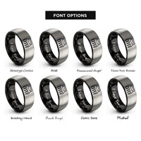 font options for inside engraving on black & silver meat claws rings