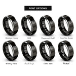 font options for inside engraving on black & silver meat claws rings