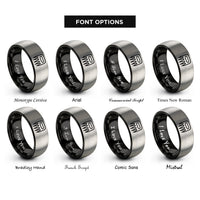 font options for inside engraving on black & gray meat claws rings