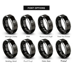 font options for inside engraving on black & silver meat claws rings