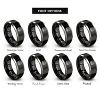 font options for inside engraving on black & silver meat claws rings