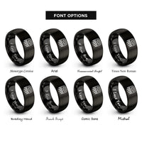 font options for inside engraving on black meat claws rings