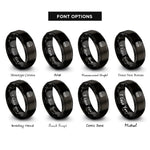 font options for inside engraving on black meat claws rings