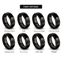 font options for inside engraving on black meat claws rings