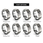 font options for inside engraving on gray meat claws rings