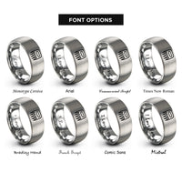 font options for inside engraving on gray meat claws rings