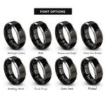 font options for inside engraving on black & gray meat cleaver rings