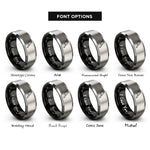 font options for inside engraving on black & silver meat cleaver rings