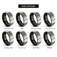 font options for inside engraving on black & grey meat hook rings