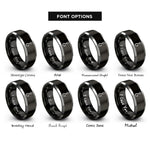 font options for inside engraving on black & silver meat hook rings
