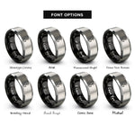 font options for inside engraving on black & silver meat hook rings