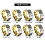 font options for inside engraving on gold & grey meat sweats rings