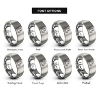 font options for inside engraving on silver meat sweats rings