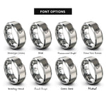 font options for inside engraving on silver meat sweats rings
