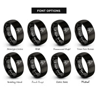 font options for inside engraving on black mechanical blades rings