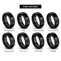font options for inside engraving on black mechanical blades rings