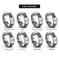 font options for inside engraving on gray mechanical hand silhouette rings