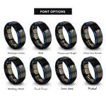 font options for inside engraving on gunmetal & blue mechanical hand silhouette rings