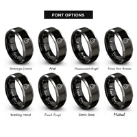 font options for inside engraving on black & silver mechanical kitchen timer rings