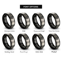font options for inside engraving on black & gray mechanical skull rings
