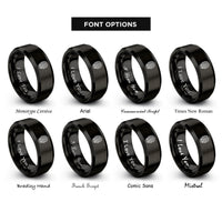 font options for inside engraving on black mechanical skull rings