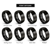 font options for inside engraving on black medal rings