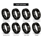 font options for inside engraving on black medal rings