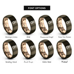 font options for inside engraving on gunmetal & rose gold medal rings
