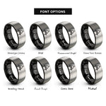 font options for inside engraving on black & gray mediation table icon rings