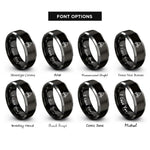 font options for inside engraving on black & gray mediation table icon rings
