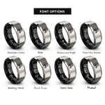 font options for inside engraving on black & silver mediation table icon rings
