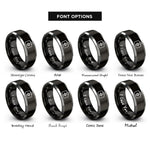 font options for inside engraving on black & grey medic bag rings