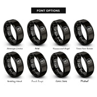 font options for inside engraving on black medic bag rings