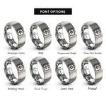 font options for inside engraving on silver medic bag rings