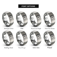 font options for inside engraving on silver medic bag rings