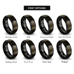 font options for inside engraving on gunmetal & black medic bag rings