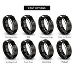 font options for inside engraving on black & grey medic cross rings