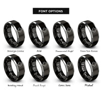 font options for inside engraving on black & grey medic cross rings